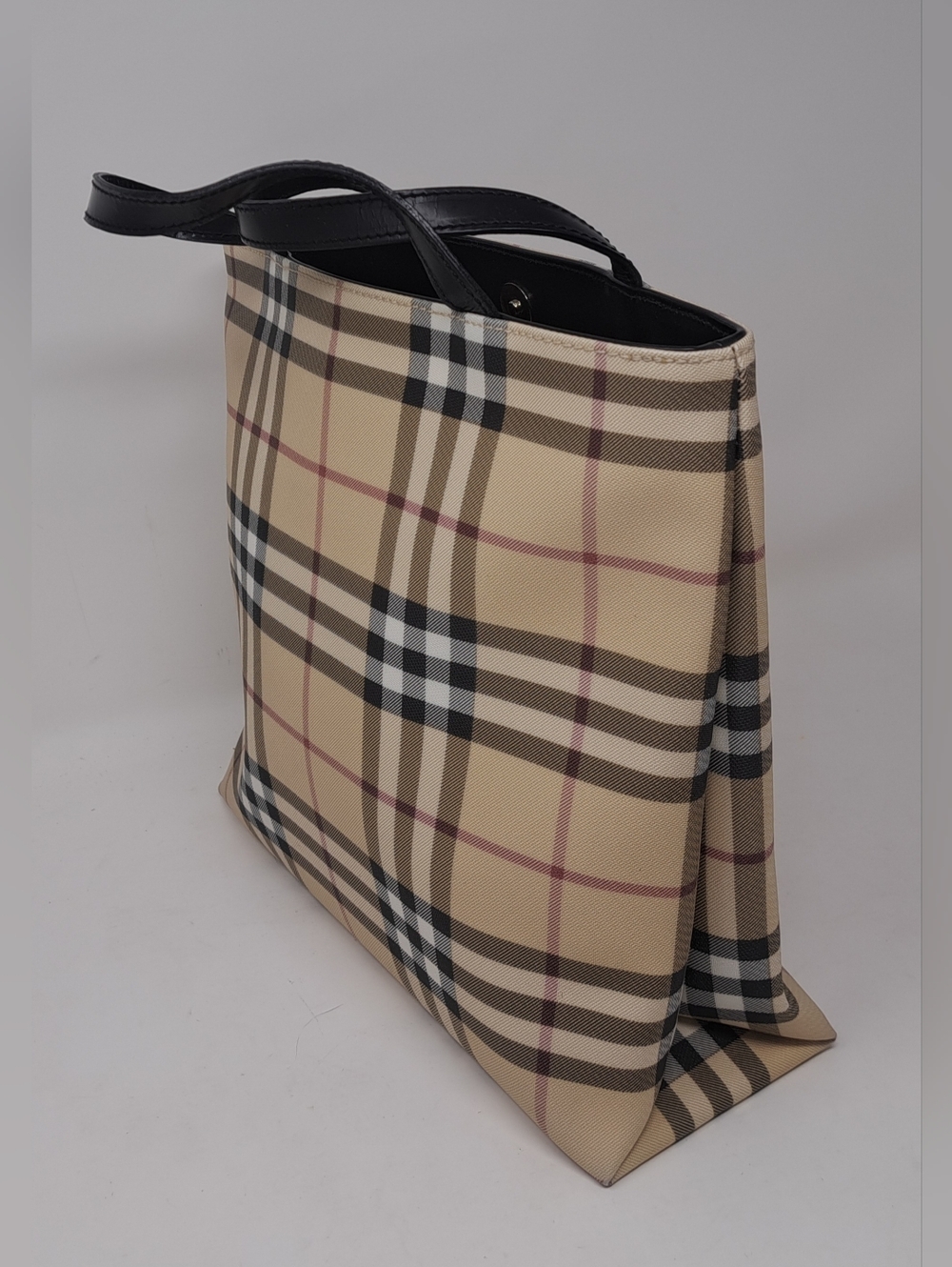 NEW Burberry London Tote Bag Nova Check Vintage Y2K Italy PVC Size Medium - Picture 12 of 16